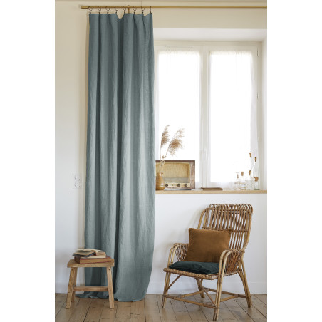 Rideau ajustable + 8 anneaux pince "Soline" 140 x 270 cm Lin lavé l'Effet Papillon