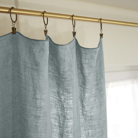 Rideau ajustable + 8 anneaux pince "Soline" 140 x 270 cm Lin lavé l'Effet Papillon