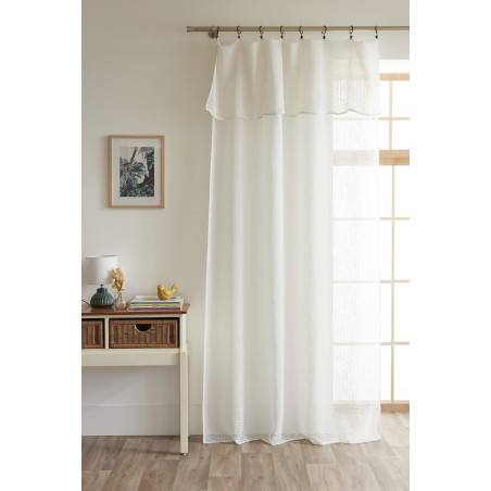 Lot de 2 voilages ajustables + 8 anneaux pince 140 x 270 cm effet maille "Freya" Le fil d'Ariane
