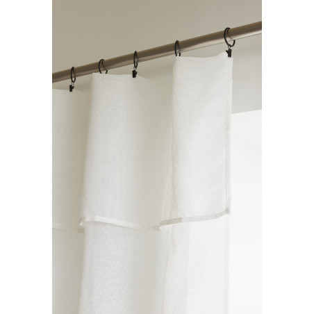Lot de 2 voilages ajustables + 8 anneaux pince 140 x 270 cm effet bouclette "Elda" Le fil d'Ariane