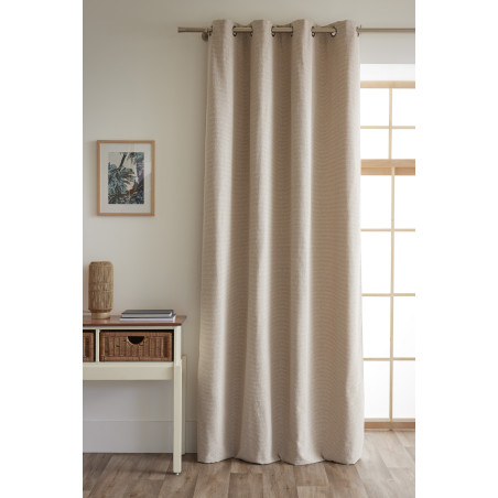 Lot de 2 rideaux + 8 œillets 140 x 240 cm fils teints jacquard  "Elios" Le fil d'Ariane