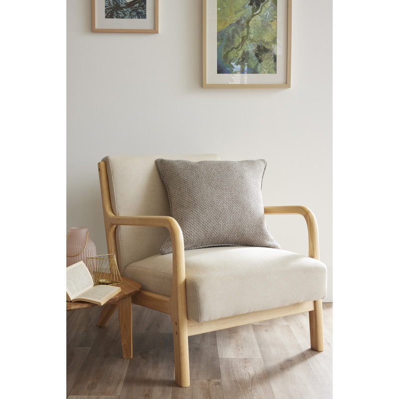 Coussin déhoussable avec passepoil 50 x 50 cm Polyester fils teints jacquard "Atlas" Le fil d'Ariane