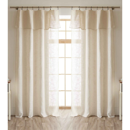 Lot de 2 voilages ajustables + 8 anneaux pince 140 x 270 cm Polyester effet lin "Nia" Le fil d'Ariane