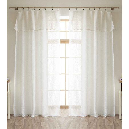 Lot de 2 voilages ajustables + 8 anneaux pince 140 x 270 cm effet maille "Freya" Le fil d'Ariane