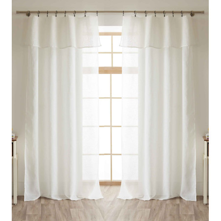 Lot de 2 voilages ajustables + 8 anneaux pince 140 x 270 cm effet bouclette "Elda" Le fil d'Ariane