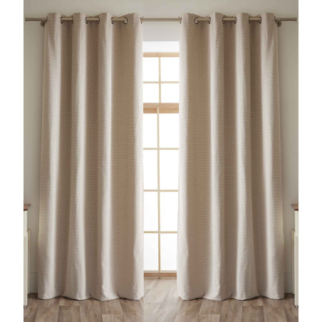 Lot de 2 rideaux + 8 œillets 140 x 240 cm fils teints jacquard  "Elios" Le fil d'Ariane