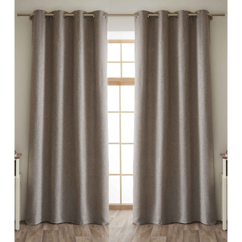 Lot de 2 rideaux + 8 œillets 140 x 240 cm fils teints jacquard  "Atlas" Le fil d'Ariane