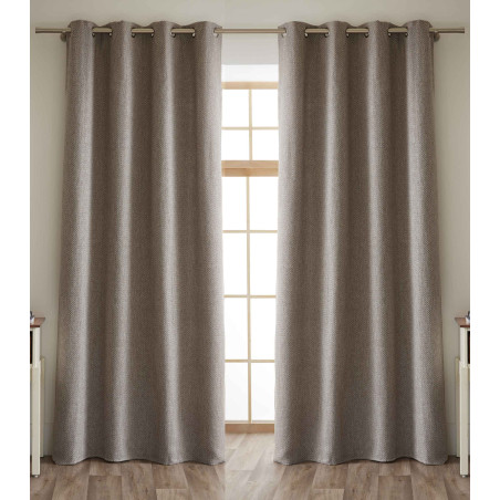 Lot de 2 rideaux + 8 œillets 140 x 240 cm fils teints jacquard  "Atlas" Le fil d'Ariane
