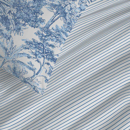 Pack complet housse de couette réversible "Vanessa" 6 pièces pour lit 140 x 190 Adama Azur