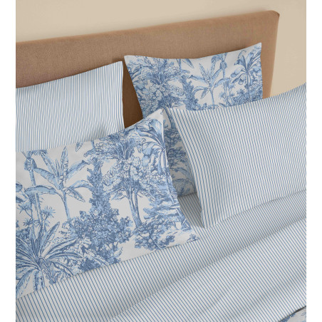 Pack complet housse de couette réversible "Vanessa" 6 pièces pour lit 160 x 200 Adama Azur