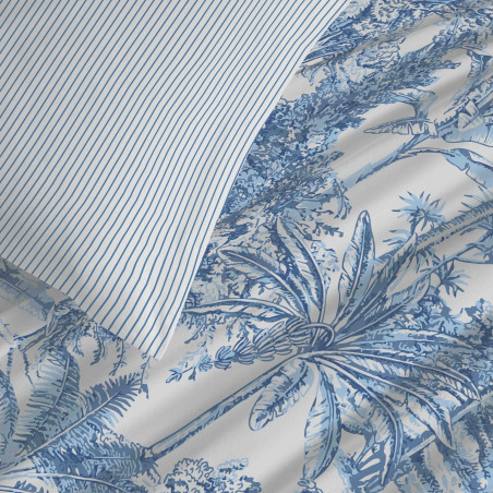 Pack complet housse de couette réversible "Vanessa" 6 pièces pour lit 180 x 200 "King Size" Adama Azur