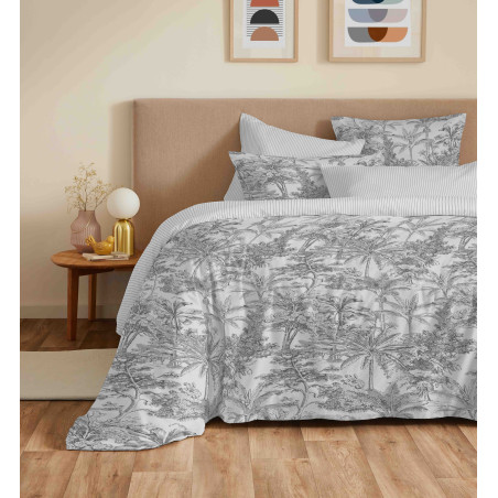 Pack complet housse de couette réversible "Vanessa" 6 pièces pour lit 160 x 200 Adama Perle