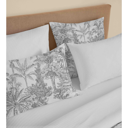 Pack complet housse de couette réversible "Vanessa" 6 pièces pour lit 180 x 200 "King Size" Adama Perle