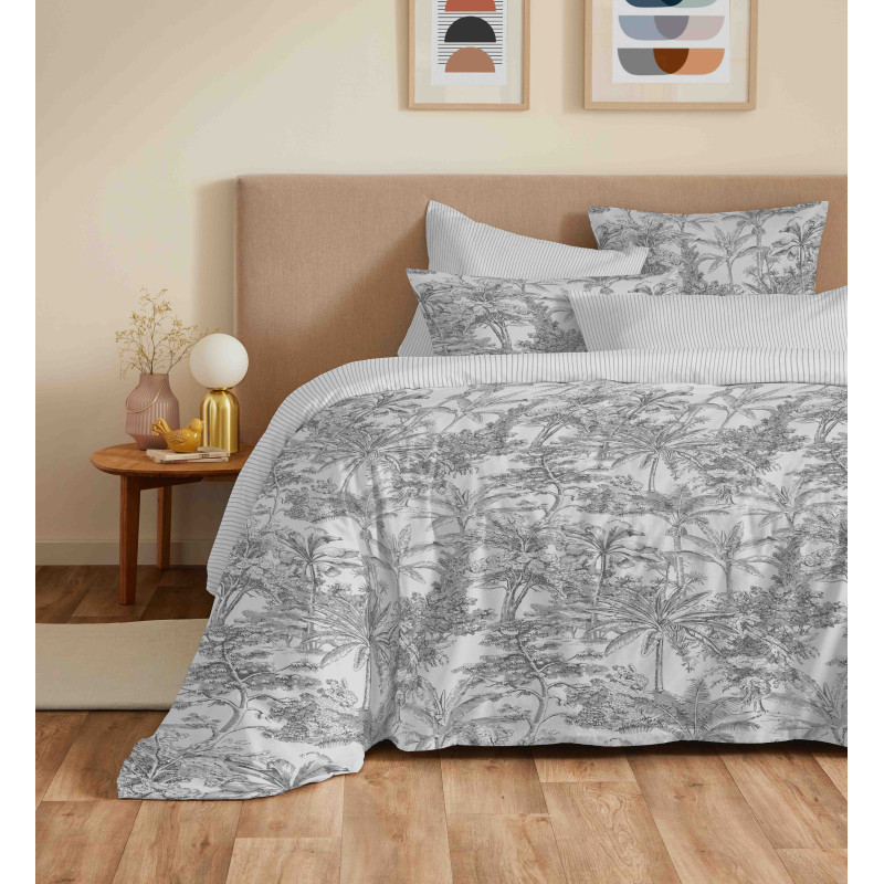 Pack complet housse de couette réversible "Vanessa" 6 pièces pour lit 180 x 200 "King Size" Adama Perle
