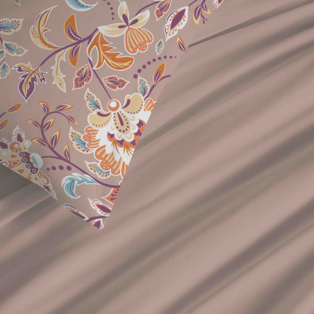 Pack complet housse de couette réversible "Vanessa" 6 pièces pour lit 160 x 200 Bergame Nude