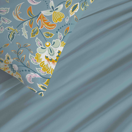 Pack complet housse de couette réversible "Vanessa" 4 pièces pour lit 90 x 190 Bergame Turquoise