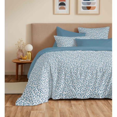 Pack complet housse de couette réversible "Vanessa" 6 pièces pour lit 140 x 190 Diana Bleu