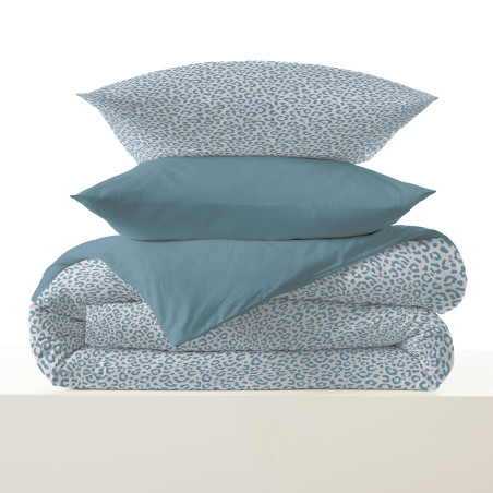 Pack complet housse de couette réversible "Vanessa" 6 pièces pour lit 180 x 200 "King Size" Diana Bleu