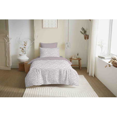 Pack complet housse de couette réversible "Vanessa" 4 pièces pour lit 90 x 190 Diana Blush