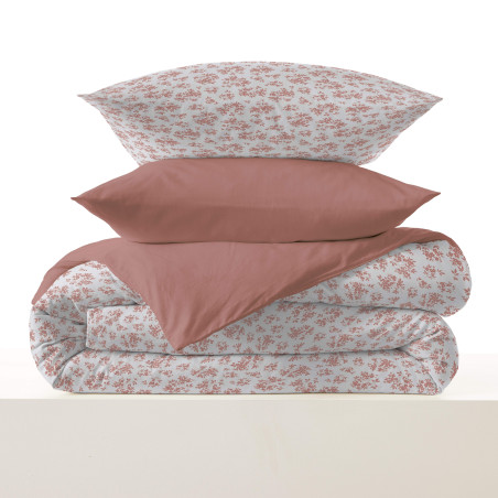 Pack complet housse de couette réversible "Vanessa" 6 pièces pour lit 160 x 200 Eloise Abricot