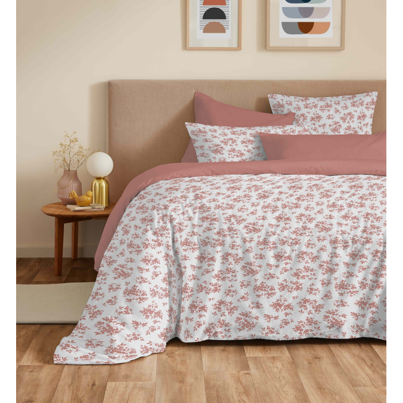 Pack complet housse de couette réversible "Vanessa" 6 pièces pour lit 180 x 200 "King Size" Eloise Abricot