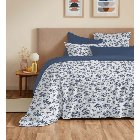 Pack complet housse de couette réversible "Vanessa" 6 pièces pour lit 180 x 200 "King Size" Eloise Bleu