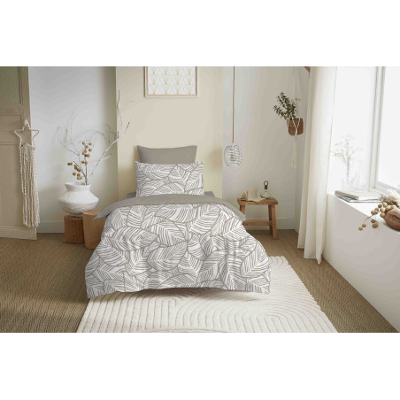 Pack complet housse de couette réversible "Vanessa" 4 pièces pour lit 90 x 190 Fira Naturel