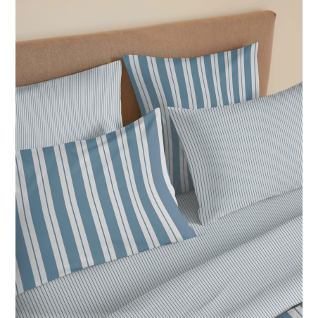 Pack complet housse de couette réversible "Vanessa" 6 pièces pour lit 180 x 200 "King Size" Florence Denim