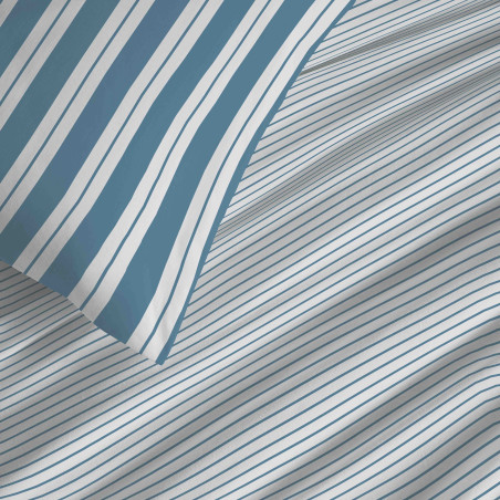 Pack complet housse de couette réversible "Vanessa" 6 pièces pour lit 180 x 200 "King Size" Florence Denim
