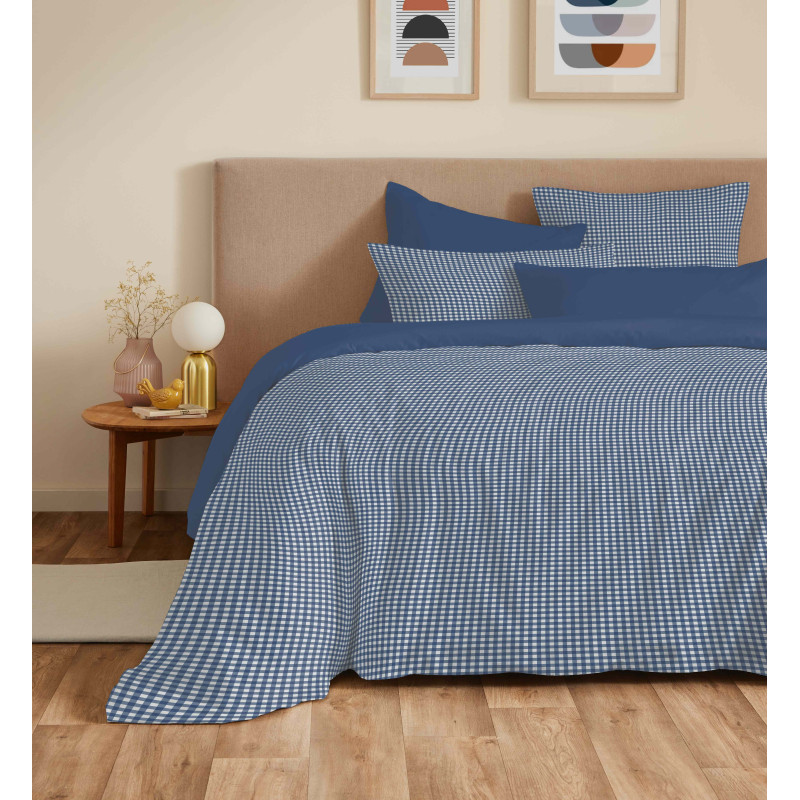 Pack complet housse de couette réversible "Vanessa" 6 pièces pour lit 180 x 200 "King Size" Gabrielle Marine