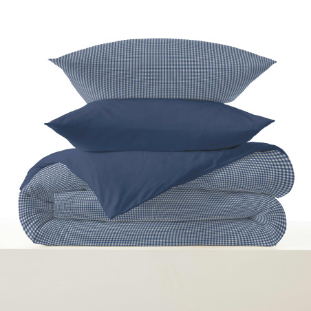 Pack complet housse de couette réversible "Vanessa" 6 pièces pour lit 180 x 200 "King Size" Gabrielle Marine
