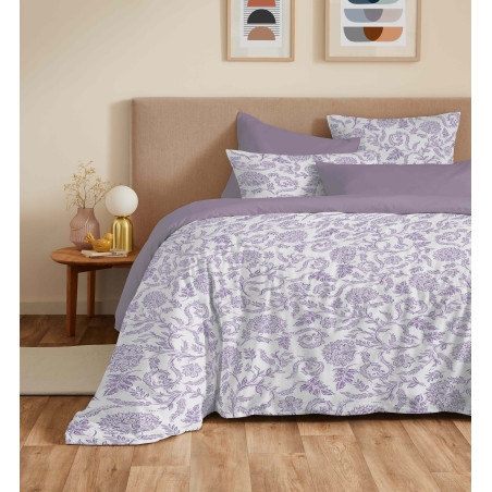 Pack complet housse de couette réversible "Vanessa" 6 pièces pour lit 180 x 200 "King Size" Salma Lavande