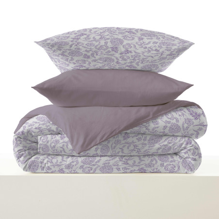 Pack complet housse de couette réversible "Vanessa" 6 pièces pour lit 180 x 200 "King Size" Salma Lavande