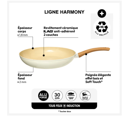 Poêle aluminium forgé "Harmony" diamètre 30 cm