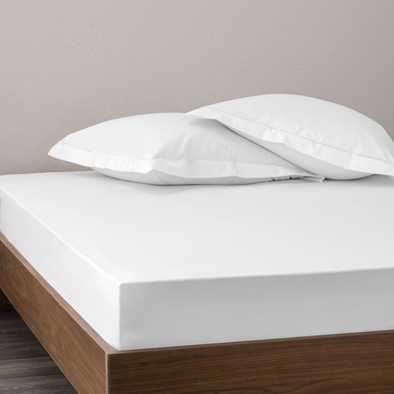 Drap housse percale "Julian" avec bonnet 35 cm toutes dimensions Coton Pur