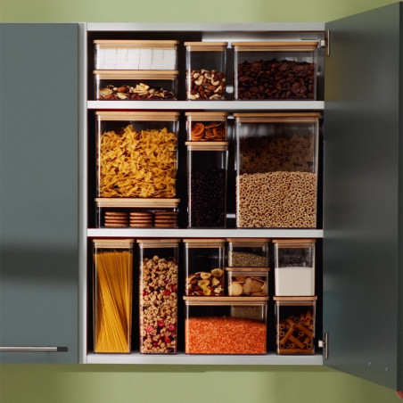 Bocaux de rangement carrés en verre et bambou couvercle hermétique Atmosphera