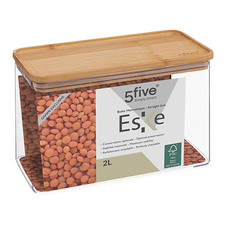 Bocaux de rangement carrés en verre et bambou couvercle hermétique Atmosphera