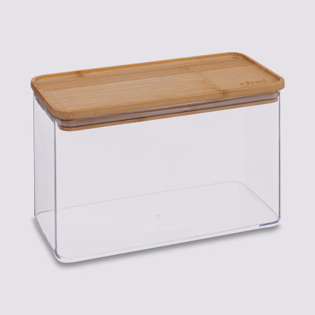 Bocaux de rangement carrés en verre et bambou couvercle hermétique Atmosphera