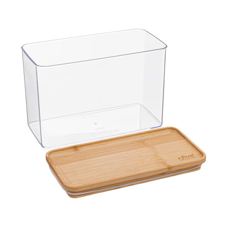 Bocaux de rangement carrés en verre et bambou couvercle hermétique Atmosphera