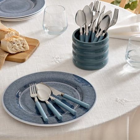 Ménagère 24 pièces "Elsa" plastique avec rack dolomite Secret de gourmet