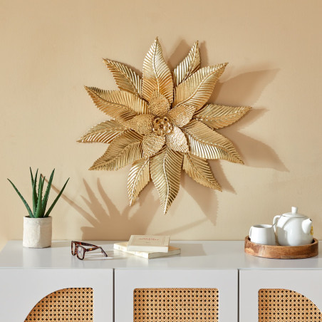 Déco murale fleur Amandine 67 x 67 cm métal doré Atmosphera