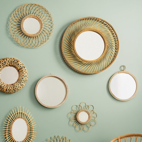 Miroir rond "Carolina" rotin diamètre 38 cm Atmosphera