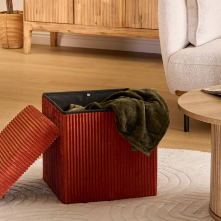 Pouf coffre pliable "Arum" velours côtelé Atmosphera