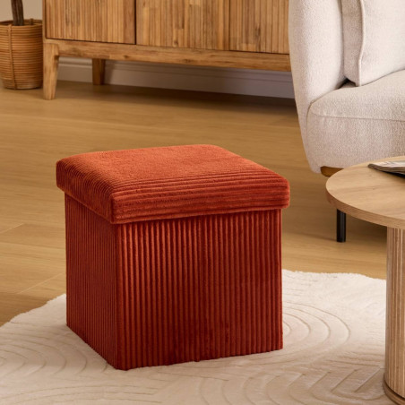 Pouf coffre pliable "Arum" velours côtelé Atmosphera