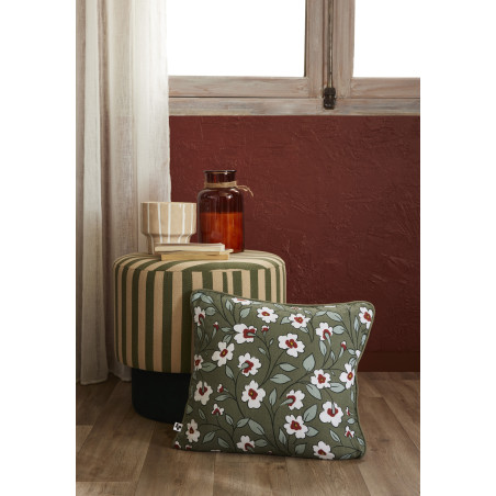 Coussin déhoussable réversible "Anna / Flora" toutes dimensions Gaze de Coton imprimée