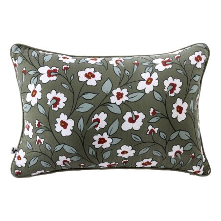Coussin déhoussable réversible "Anna / Flora" toutes dimensions Gaze de Coton imprimée