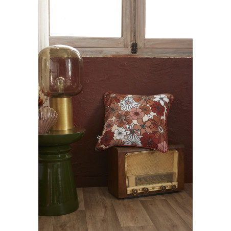 Coussin déhoussable réversible "Anna / Flora" toutes dimensions Gaze de Coton imprimée