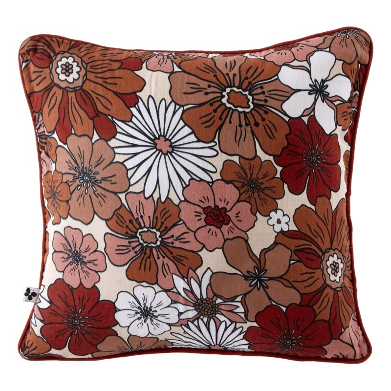 Coussin déhoussable réversible "Anna / Flora" toutes dimensions Gaze de Coton imprimée