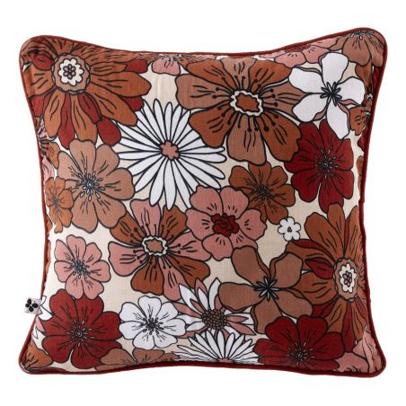 Coussin déhoussable réversible "Anna / Flora" toutes dimensions Gaze de Coton imprimée