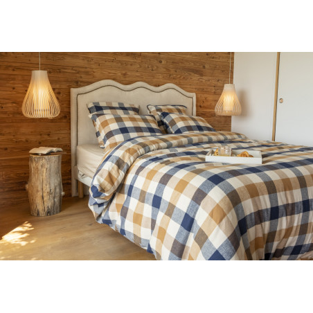 Housse de couette "Basile" toutes dimensions Flanelle de Coton tissée teinte l'Effet Papillon